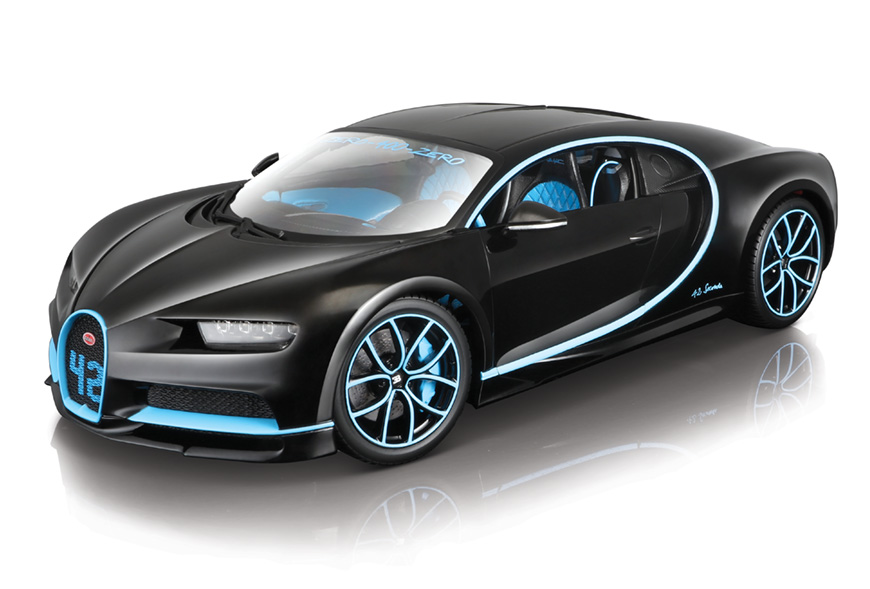 Modelcar Bugatti Chiron in 1:18 Sekunden) schwarz/blau at (0-400-0 Burago 42 \