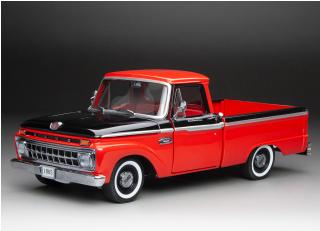 Ford F-100 1965 Custom Cab Pickup – Rangoon Red / Black SunStar Metallmodell 1:18