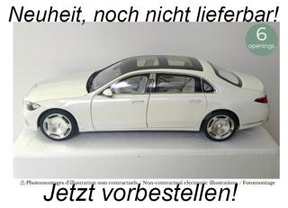 Mercedes-Maybach S 680 4MATIC 2021 Diamond White met  Norev 1:18 Metallmodell 4 Türen, Motorhaube und Kofferraum zu öffnen! <br> Liefertermin nicht bekannt (nicht vor 3. Quartal 2024)