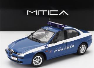 Alfa Romeo 156 2.0 Twin Spark Polizia Stradale 1997 Blue White MITICA 1:18 Metallmodell (Vordertüren zu öffnen)