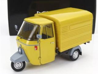 PIAGGIO APE P501 VAN CLOSED 1979 WITH SHOWCASE - GIALLO TEXAS - YELLOW MITICA 1:18 Metallmodell