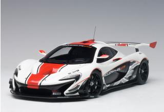 McLaren P1 GTR (GLOSS WHITE/RED STRIPES) 2015 (COMPOSITE MODEL/2 DOOR OPENINGS) AUTOart 1:18