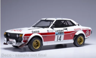 Toyota Celica 2000 GT (RA21) #14 RAC Rally 1977 P-I.Walfridson / J.Jensen IXO 1:18 Metallmodell (Türen/Hauben nicht zu öffnen!)  Disponible à partir de début mars 2025