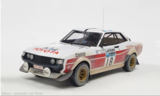 Toyota Celica 2000 GT (RA21), RAC Rally, 1977 J-L.Therier / M.Vial IXO 1:18 Metallmodell (Türen/Hauben nicht zu öffnen!)  Disponible à partir de début mars 2025