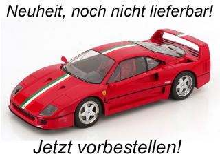 Ferrari F40 Italia Design rot/weiß/grün KK-Scale 1:18 Metallmodell (Türen, Motorhaube... nicht zu öffnen!)<br> Lieferbar ab Dezember 2024