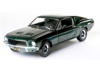 Ford Mustang GT fastback 1968  du film Bullit avec Steve McQueen. En emballage 100% Bullit le film, vert highland et intérieur noir Greenlight 1:18