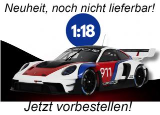 PORSCHE 911(992) GT3 R RENNSPORT WHITE 2023 GT Spirit 1:18 Resinemodell (Türen, Motorhaube... nicht zu öffnen!) Lieferbar ab Ende April 2025