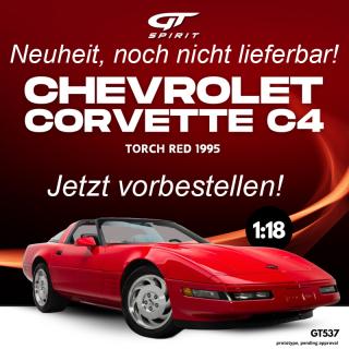 CHEVROLET CORVETTE C4 TORCH RED 1995 GT Spirit 1:18 Resinemodell (Türen, Motorhaube... nicht zu öffnen!) Lieferbar ab Ende September 2025