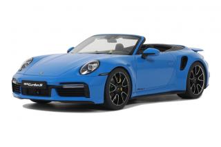 PORSCHE 911 (992) TURBO S CAB SHARK BLUE GT Spirit 1:18 Resinemodell (Türen, Motorhaube... nicht zu öffnen!)