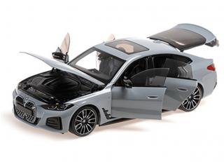 Lieferbar ab 25.10.2025 BMW i4 M50 - 2022 - GREY METALLIC Minichamps 1:18 Metallmodell mit zu öffnenden Türen und Haube(n)