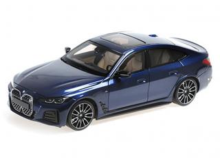 BMW i4 M50 – 2022 – BLUE METALLIC Minichamps 1:18 Metallmodell mit zu öffnenden Türen und Haube(n)