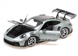 PORSCHE 911 (992) GT3RS - 2023 - SILVER Minichamps 1:18 Metallmodell mit zu öffnenden Hauben und Türen!