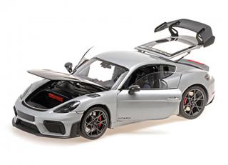 PORSCHE CAYMAN GT4 RS - 2024 -SILVER METALLIC W/ WEISSACH PACKAGE Minichamps 1:18 Metallmodell mit zu öffnenden Türen und Haube(n)