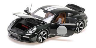 PORSCHE 911 (992) SPORT CLASSIC - 2022 - GREEN METALLIC W/STRIPE Minichamps 1:18 Metallmodell