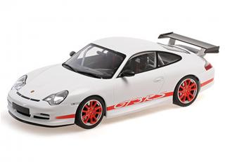 PORSCHE 911 GT3 RS - 2002 - WHITE W/RED STRIPES Minichamps 1:18 Metallmodell, Türen, Motorhaube... nicht zu öffnen