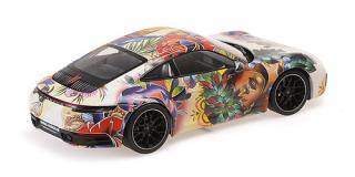 PORSCHE 911 CARRERA 4S - 2019 - FLOWER DESIGN Minichamps 1:18 Metallmodell, Türen, Motorhaube... nicht zu öffnen auf Acrylhaube und Bodenplatte