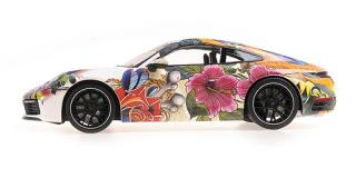 PORSCHE 911 CARRERA 4S - 2019 - FLOWER DESIGN Minichamps 1:18 Metallmodell, Türen, Motorhaube... nicht zu öffnen auf Acrylhaube und Bodenplatte