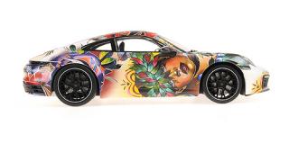 PORSCHE 911 CARRERA 4S - 2019 - FLOWER DESIGN Minichamps 1:18 Metallmodell, Türen, Motorhaube... nicht zu öffnen auf Acrylhaube und Bodenplatte