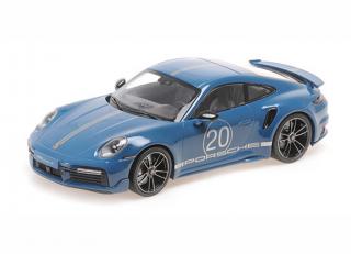 PORSCHE 911 (992) TURBO S COUPE SPORT DESIGN - 2021 - BLUE Minichamps 1:18 Metallmodell, Türen, Motorhaube... nicht zu öffnen