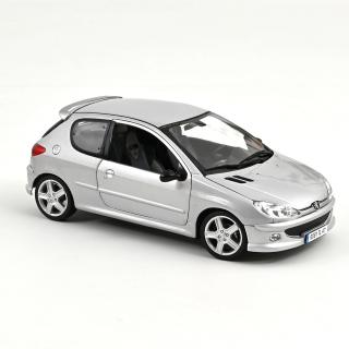 Peugeot 206 RC 2003 Aluminium Silver 1:18 (Reprod 2024) Norev 1:18 Metallmodell 2 Türen, Motorhaube und Kofferraum zu öffnen!