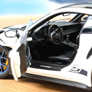 Porsche 911 GT3 RS w/Weissach Pack 2022 White/Indigoblue  1:18 Norev 1:18 Metallmodell 2 Türen und Motorhaube  zu öffnen!