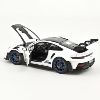 Porsche 911 GT3 RS w/Weissach Pack 2022 White/Indigoblue  1:18 Norev 1:18 Metallmodell 2 Türen und Motorhaube  zu öffnen!