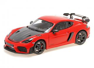 PORSCHE CAYMAN GT4 RS - 2024 -RED W/ WEISSACH PACKAGE Minichamps 1:18 Metallmodell mit zu öffnenden Türen und Haube(n)