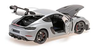 PORSCHE CAYMAN GT4 RS - 2024 -SILVER METALLIC W/ WEISSACH PACKAGE Minichamps 1:18 Metallmodell mit zu öffnenden Türen und Haube(n)