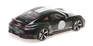 PORSCHE 911 (992) SPORT CLASSIC - 2022 - GREEN METALLIC W/STRIPE Minichamps 1:18 Metallmodell