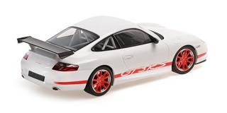 PORSCHE 911 GT3 RS - 2002 - WHITE W/RED STRIPES Minichamps 1:18 Metallmodell, Türen, Motorhaube... nicht zu öffnen