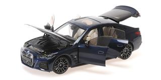 BMW i4 M50 – 2022 – BLUE METALLIC Minichamps 1:18 Metallmodell mit zu öffnenden Türen und Haube(n)