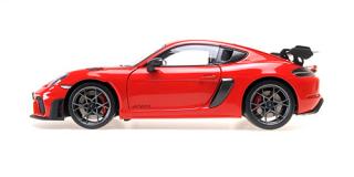 PORSCHE CAYMAN GT4 RS - 2024 -RED W/ WEISSACH PACKAGE Minichamps 1:18 Metallmodell mit zu öffnenden Türen und Haube(n)