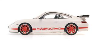 PORSCHE 911 GT3 RS - 2002 - WHITE W/RED STRIPES Minichamps 1:18 Metallmodell, Türen, Motorhaube... nicht zu öffnen