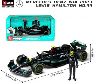 Mercedes AMG F1 W14E Lewis Hamilton mit Figur Formel 1 2023 Burago 1:24