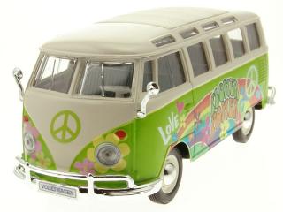 VW Bus Samba Hippie-Line grün (Flower Power) Maisto 1:25