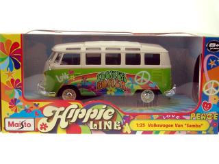 VW Bus Samba Hippie-Line grün (Flower Power) Maisto 1:25