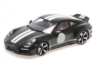 PORSCHE 911 (992) SPORT CLASSIC - 2022 - GREEN METALLIC W/STRIPE Minichamps 1:18 Metallmodell