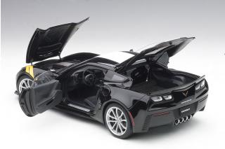 CHEVROLET CORVETTE C7 GRAND SPORT black/white stripes Full Openings AUTOart 1:18