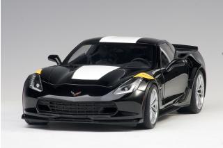 CHEVROLET CORVETTE C7 GRAND SPORT black/white stripes Full Openings AUTOart 1:18