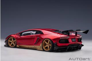 Liberty Walk LB-Works Lamborghini Aventador Limited Edition (hyper red/gold accents) (composite model/2 door openings) AUTOart 1:18 Composite