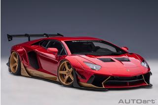 Liberty Walk LB-Works Lamborghini Aventador Limited Edition (hyper red/gold accents) (composite model/2 door openings) AUTOart 1:18 Composite