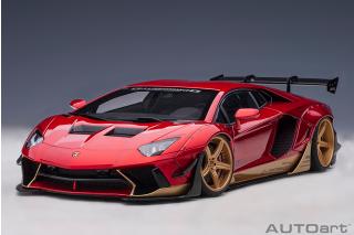 Liberty Walk LB-Works Lamborghini Aventador Limited Edition (hyper red/gold accents) (composite model/2 door openings) AUTOart 1:18 Composite