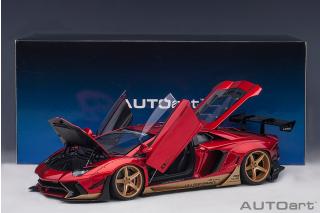 Liberty Walk LB-Works Lamborghini Aventador Limited Edition (hyper red/gold accents) (composite model/2 door openings) AUTOart 1:18 Composite