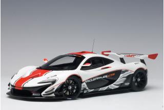 McLaren P1 GTR (GLOSS WHITE/RED STRIPES) 2015 (COMPOSITE MODEL/2 DOOR OPENINGS) AUTOart 1:18