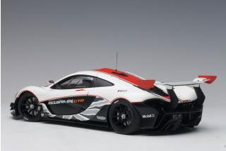 McLaren P1 GTR (GLOSS WHITE/RED STRIPES) 2015 (COMPOSITE MODEL/2 DOOR OPENINGS) AUTOart 1:18