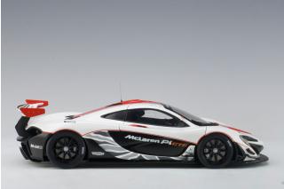 McLaren P1 GTR (GLOSS WHITE/RED STRIPES) 2015 (COMPOSITE MODEL/2 DOOR OPENINGS) AUTOart 1:18