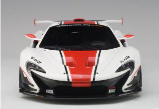 McLaren P1 GTR (GLOSS WHITE/RED STRIPES) 2015 (COMPOSITE MODEL/2 DOOR OPENINGS) AUTOart 1:18