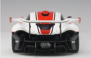 McLaren P1 GTR (GLOSS WHITE/RED STRIPES) 2015 (COMPOSITE MODEL/2 DOOR OPENINGS) AUTOart 1:18