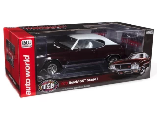 Buick GS Stage 1 Hardtop 1970 (MCACN)  Burgundy Mist with White Roof Auto World 1:18