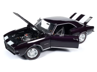 Chevrolet Camaro Z/28 RS (MCACN) Royal Plum with White Sport Stripes on hood and deck lid. Auto World 1:18